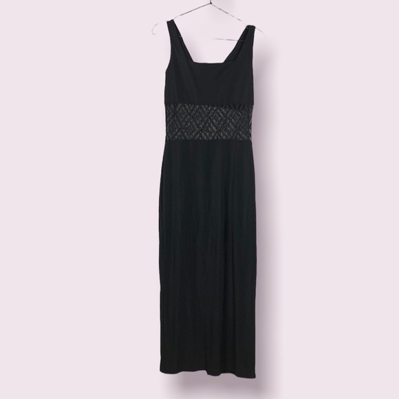 Vintage Dresses & Skirts - Vintage 80s maxi cut out sheer panel dress